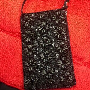 Bamboo Trading Company Black Sequined Wristlet 7 1/4 x 4 1/2